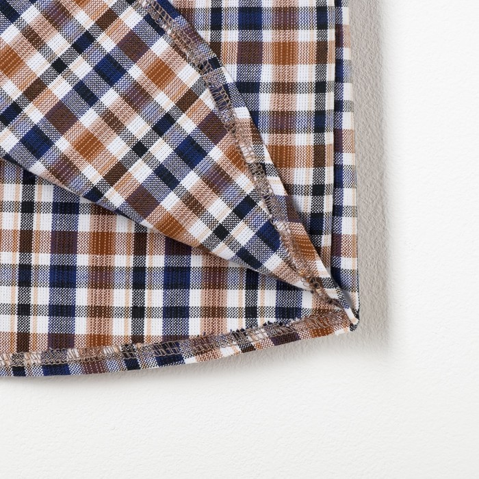 Сорочка для мальчика, рост 116 см, цвет коричневый,клетка