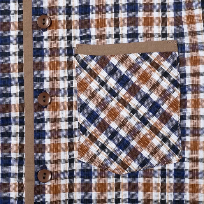 Сорочка для мальчика, рост 122 см, цвет коричневый,клетка