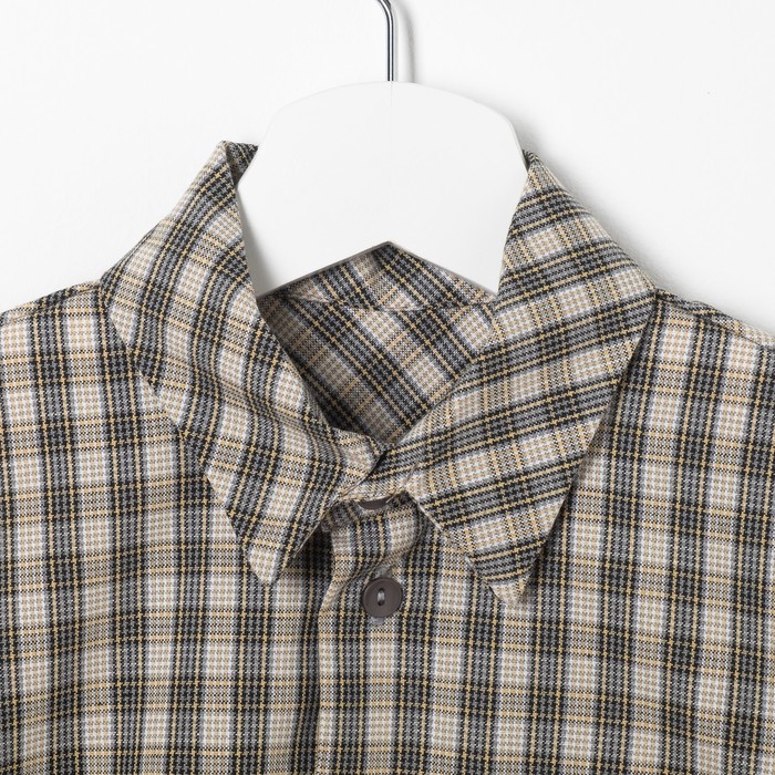 Сорочка для мальчика, рост 116 см, цвет голубой,клетка