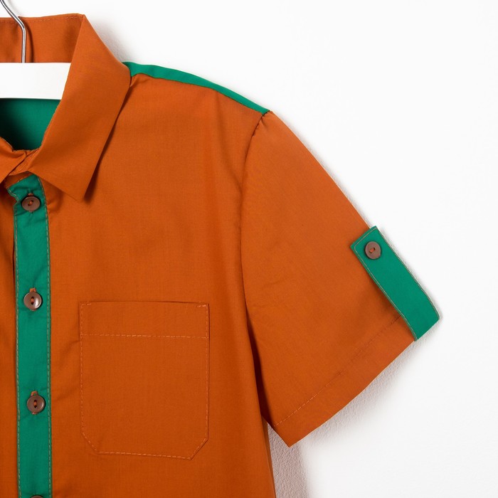 Сорочка для мальчика, рост 116 см, цвет терракот