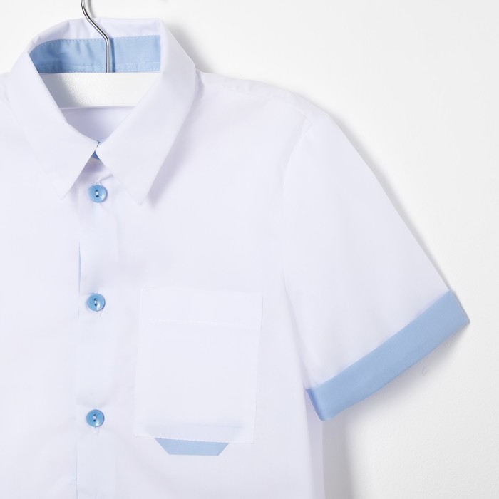 Сорочка для мальчика, рост 98 см, цвет белый/голубой