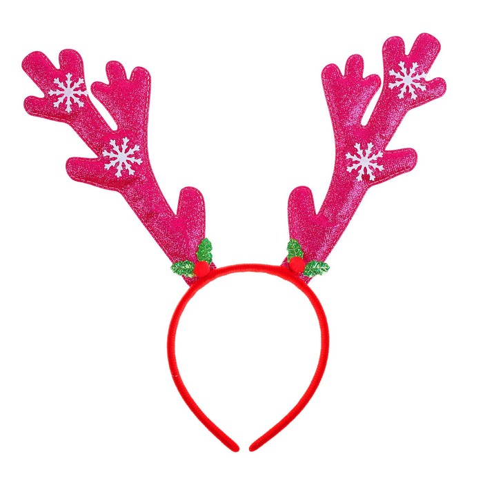 Карнавальный ободок "Рога", цвет фуксия