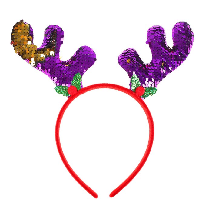 Карнавальный ободок "Рожки" с пайетками, цвет фуксии