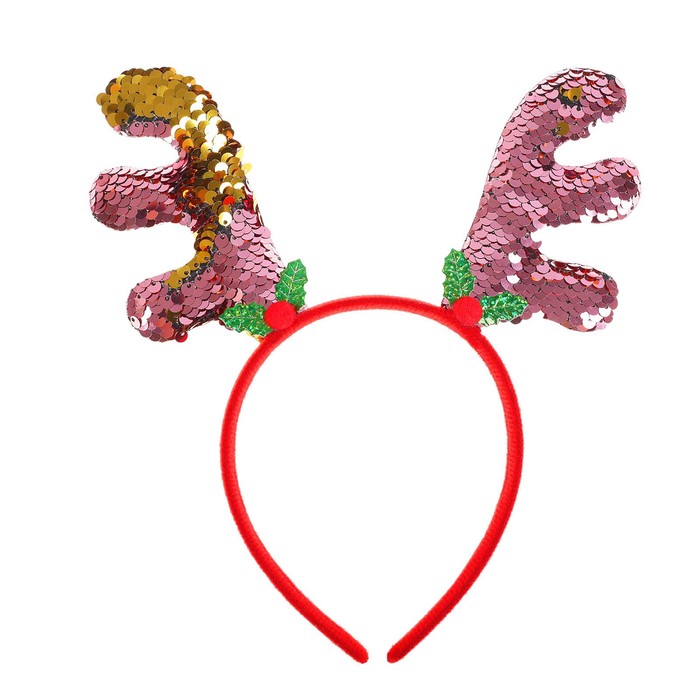 Карнавальный ободок "Рожки" с пайетками, цвет розовый