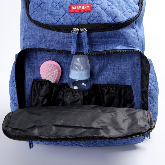 Рюкзак женский, для мамы и малыша, с ковриком для пеленания, цвет синий джинс