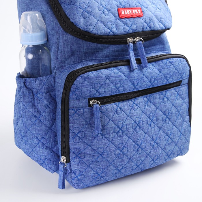 Рюкзак женский, для мамы и малыша, с ковриком для пеленания, цвет синий джинс