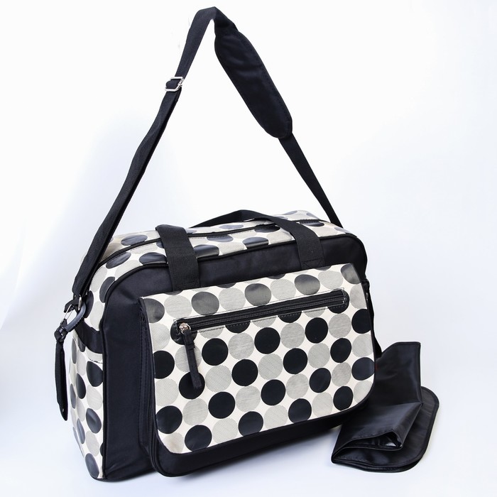 Сумка для мамы и малыша, с ковриком для пеленания, цвет бежевый/чёрный