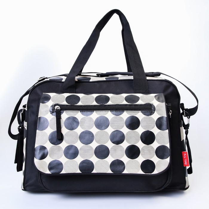 Сумка для мамы и малыша, с ковриком для пеленания, цвет бежевый/чёрный