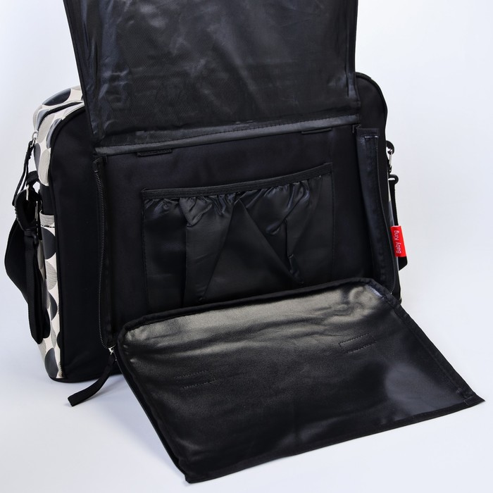 Сумка для мамы и малыша, с ковриком для пеленания, цвет бежевый/чёрный