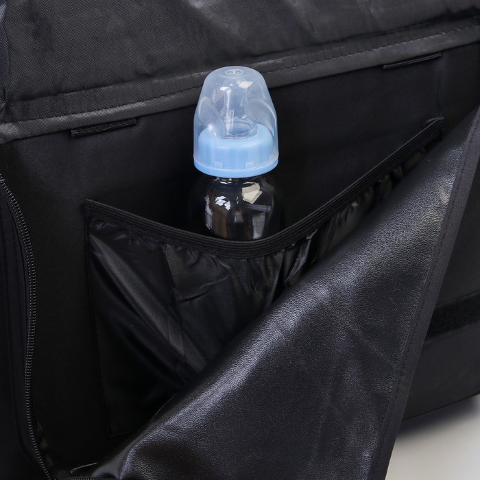 Сумка для мамы и малыша, с ковриком для пеленания, цвет бежевый/чёрный