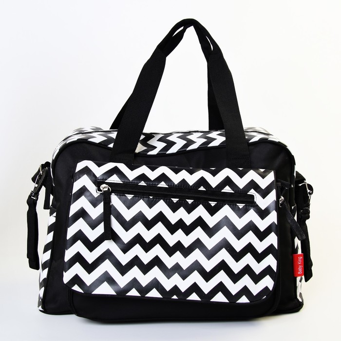 Сумка для мамы и малыша, с ковриком для пеленания, цвет белый/чёрный