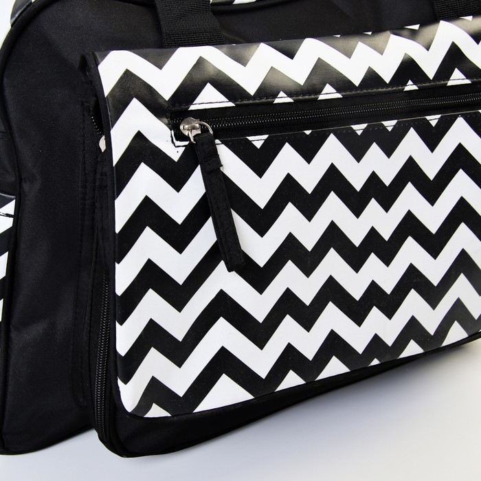 Сумка для мамы и малыша, с ковриком для пеленания, цвет белый/чёрный