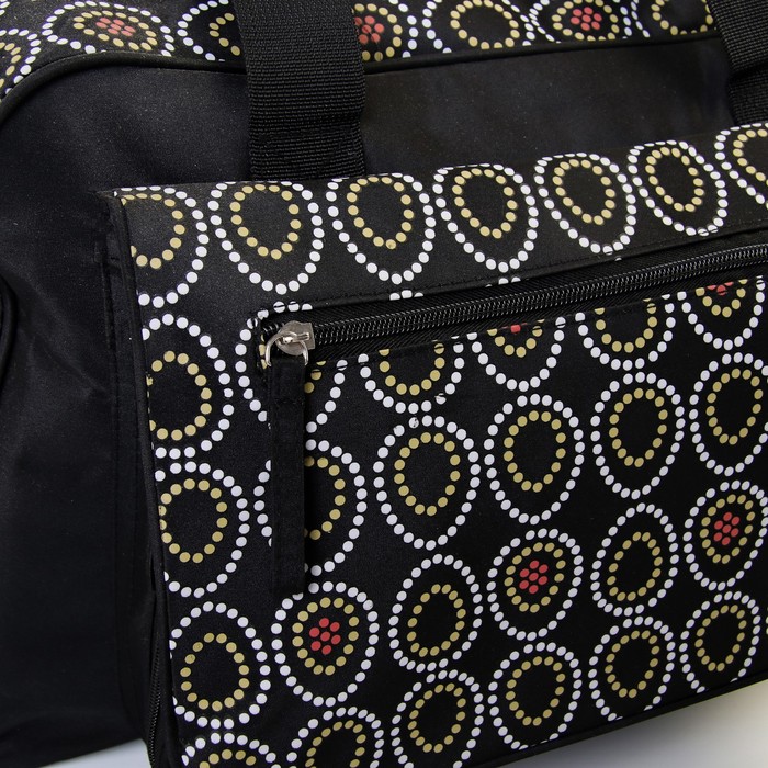 Сумка для мамы и малыша, с ковриком для пеленания, цвет чёрный с рисунком