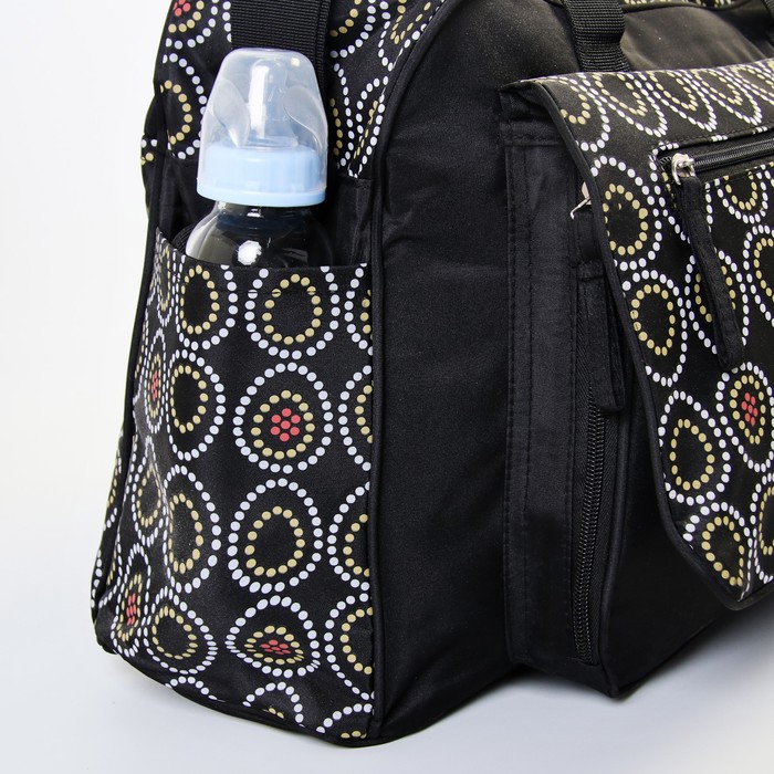 Сумка для мамы и малыша, с ковриком для пеленания, цвет чёрный с рисунком