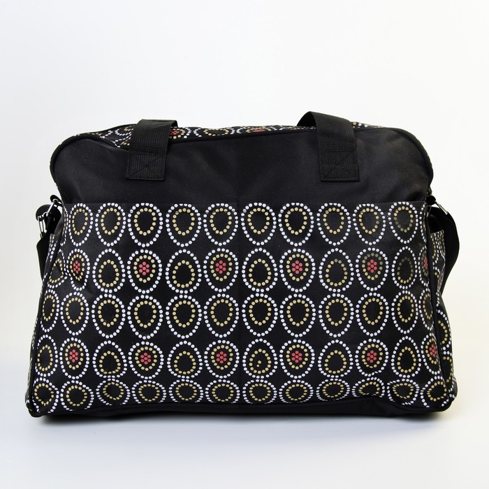 Сумка для мамы и малыша, с ковриком для пеленания, цвет чёрный с рисунком