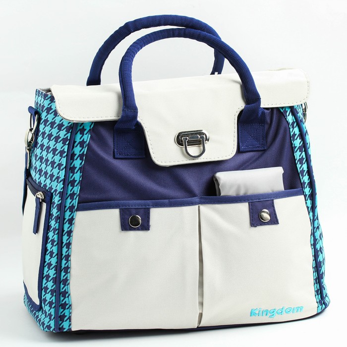 Сумка для мамы и малыша, с ковриком для пеленания, цвет синий/белый