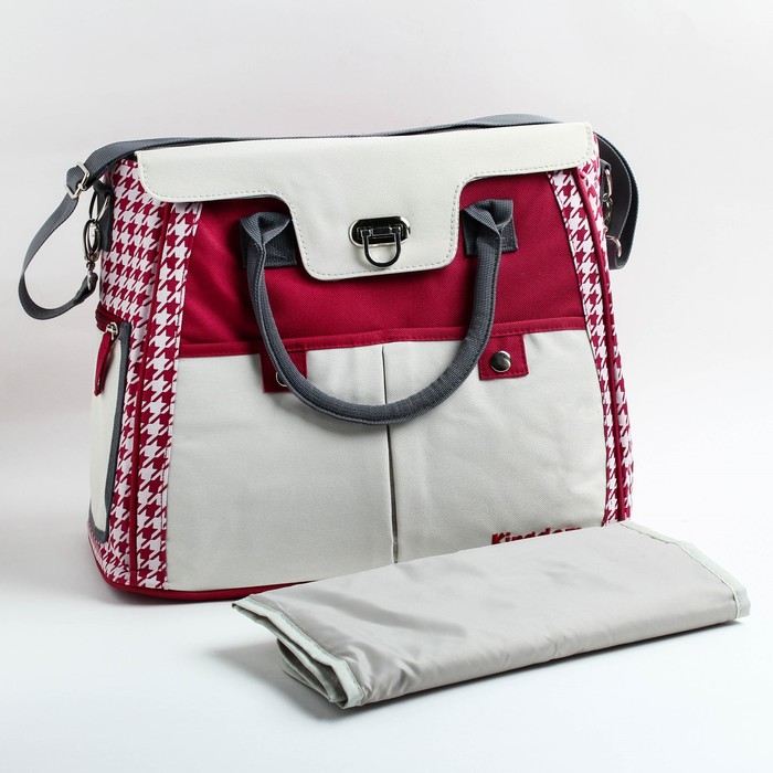 Сумка для мамы и малыша, с ковриком для пеленания, цвет бордовый/белый