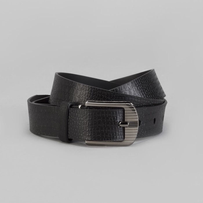 Ремень мужской, винт, пряжка под тёмный металл, цвет чёрный