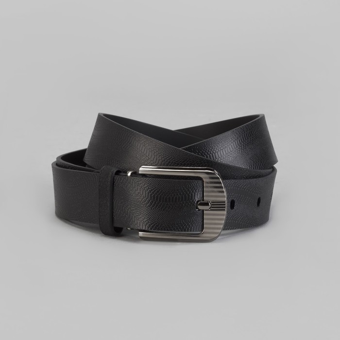 Ремень мужской, винт, пряжка под тёмный металл, цвет чёрный