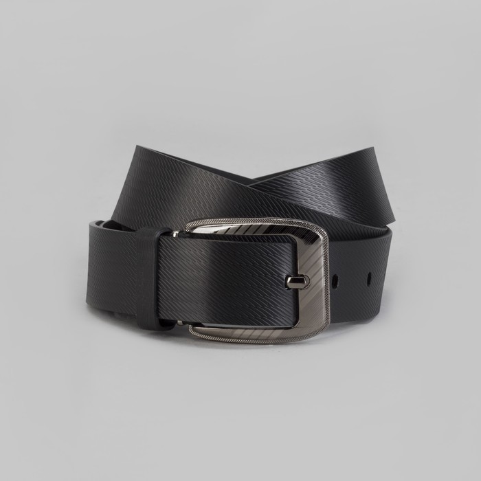 Ремень мужской, винт, пряжка под тёмный металл, цвет чёрный