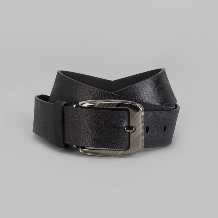 Ремень мужской, винт, пряжка под тёмный металл, цвет чёрный