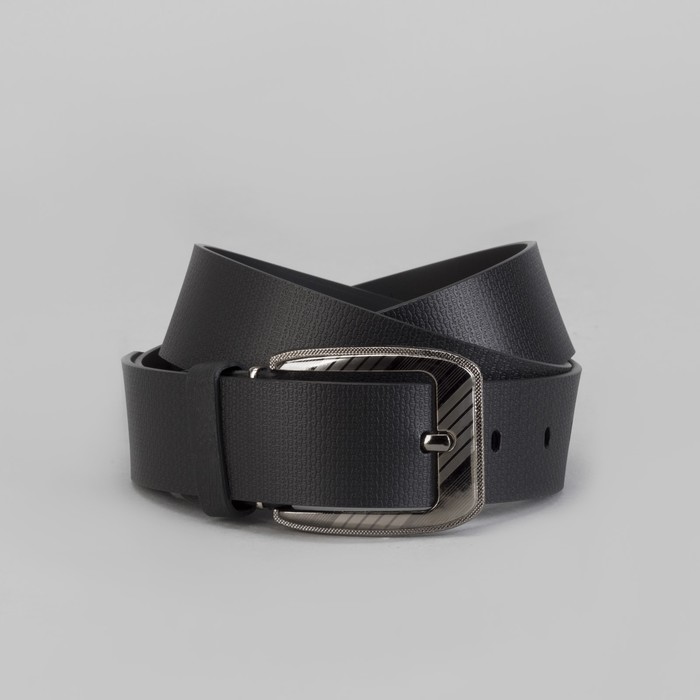 Ремень мужской, винт, пряжка под тёмный металл, цвет чёрный