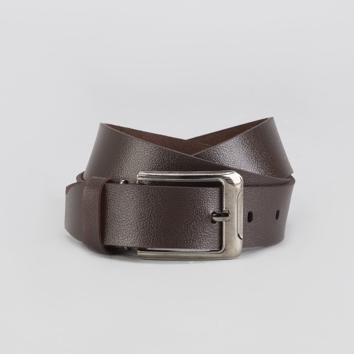 Ремень мужской, винт, пряжка металл, цвет кофейный