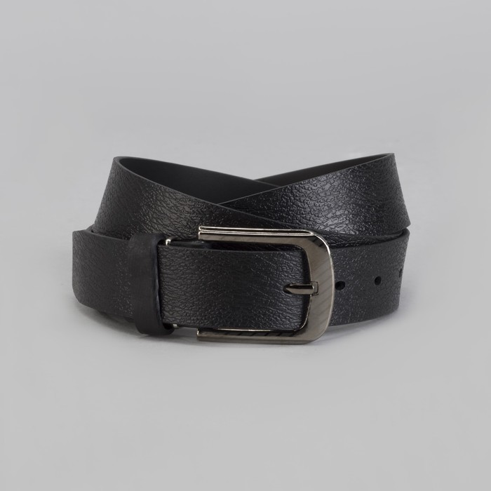 Ремень мужской, винт, пряжка под тёмный металл, цвет чёрный