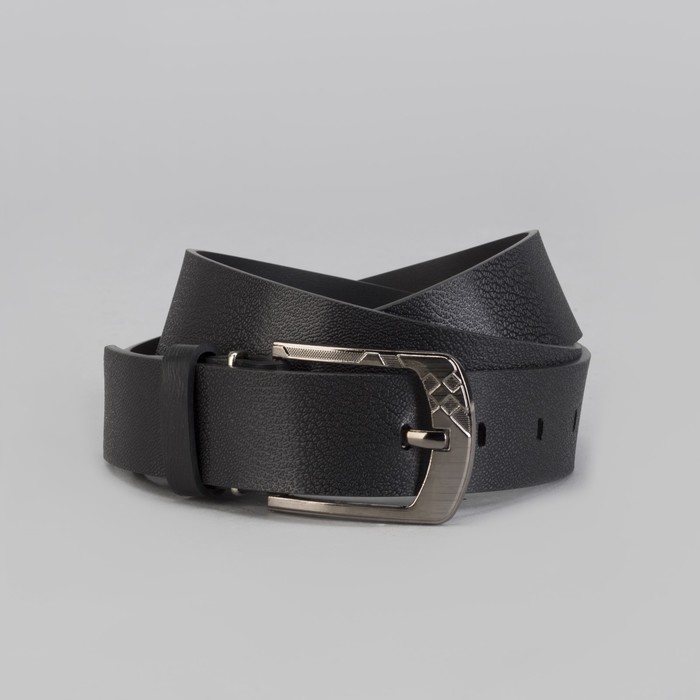 Ремень мужской, винт, пряжка под тёмный металл, цвет чёрный