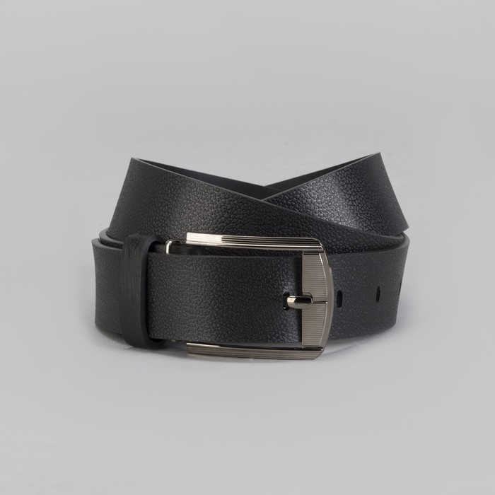 Ремень мужской, винт, пряжка под тёмный металл, цвет чёрный