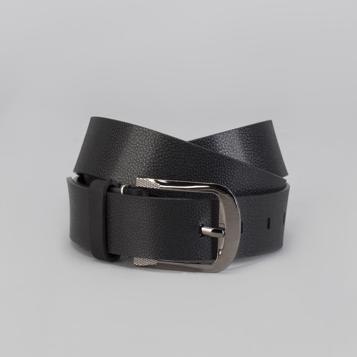 Ремень мужской, винт, пряжка под тёмный металл, цвет чёрный