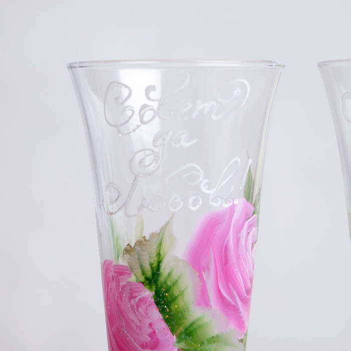 Набор свадебных бокалов 2 шт "Совет да Любовь! Пионы"