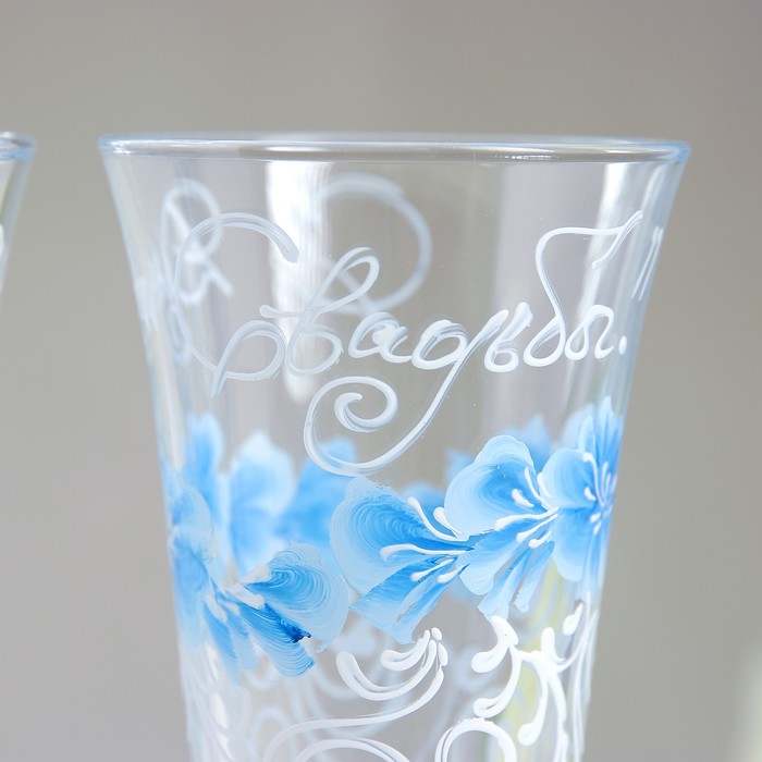 Набор свадебных бокалов 2 шт "С днём свадьбы! Анютины глазки"