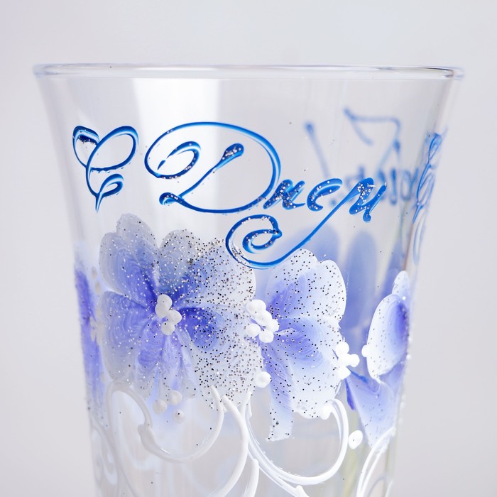 Набор свадебных бокалов 2 шт "С днём свадьбы! Анютины глазки"