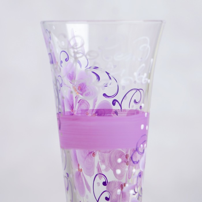 Набор свадебных бокалов 2 шт "Совет да Любовь! Сиреневый"