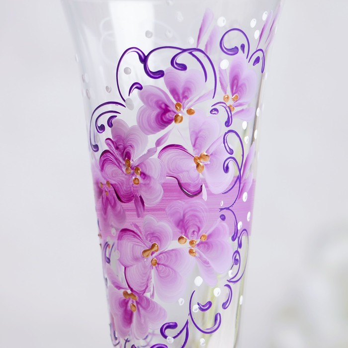 Набор свадебных бокалов 2 шт "Совет да Любовь! Сиреневый"