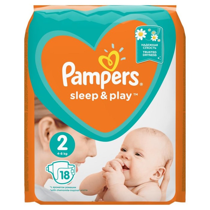 Подгузники Pampers Sleep&Play, 4-8 кг, мини, 18 шт/уп