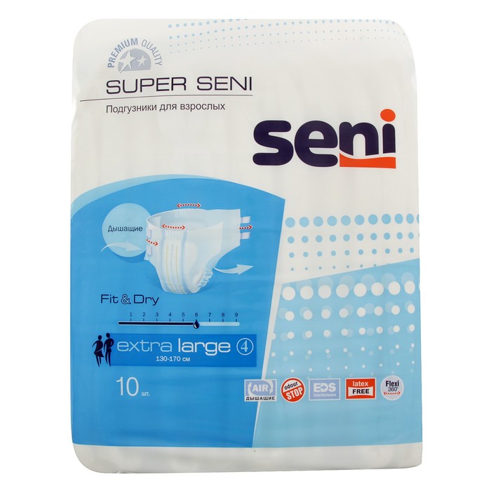 Подгузники Seni Super Extra Large №4, 10 шт