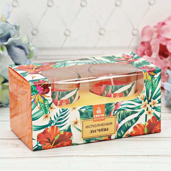 Набор свечей стаканы "Исполнения мечты", 2 шт, 14 х 7 см
