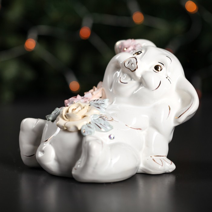 Копилка "Свинья Толстопуз" белая лепка