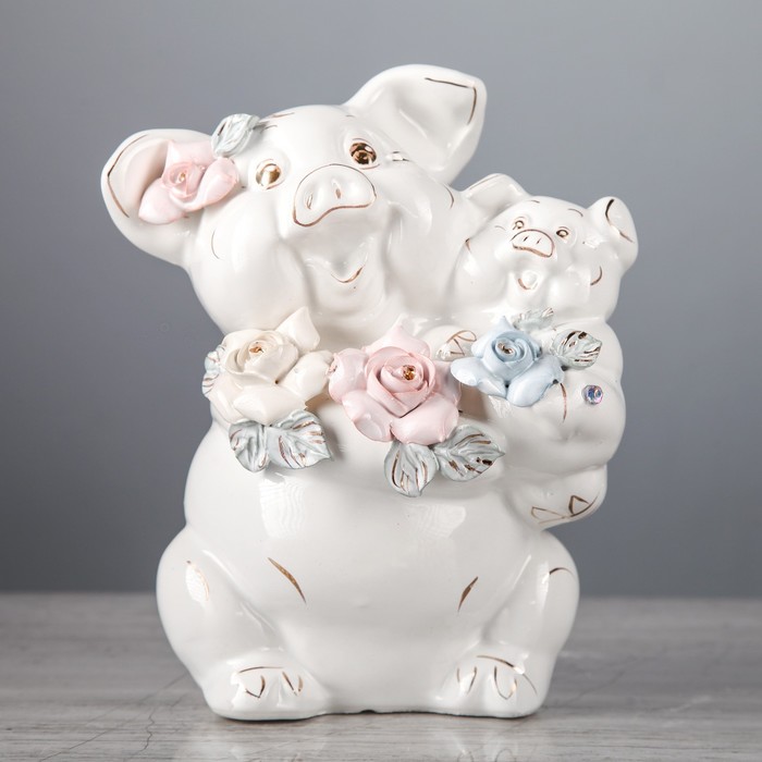 Копилка "Свинка мама", лепка глянец