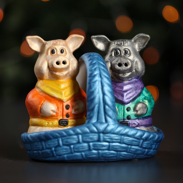 Набор для специй "Поросята в лукошке" 3 предмета, микс