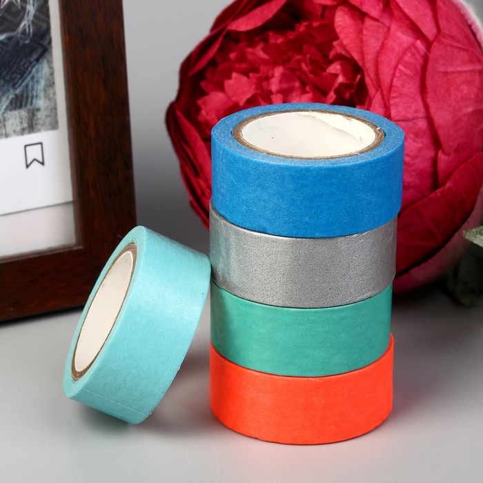 Клейкая лента бумажная "Яркий, цветной" ширина 1,5 см намотка 5 м