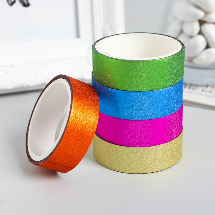 Клейкая лента фольга "Блеск" ширина 1,5 см намотка 2,5 м набор 10 шт