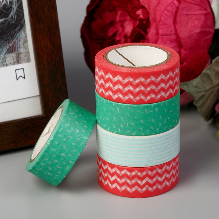 Клейкая лента бумажная "Яркие рисунки" ширина 1,5 см намотка 5 м МИКС