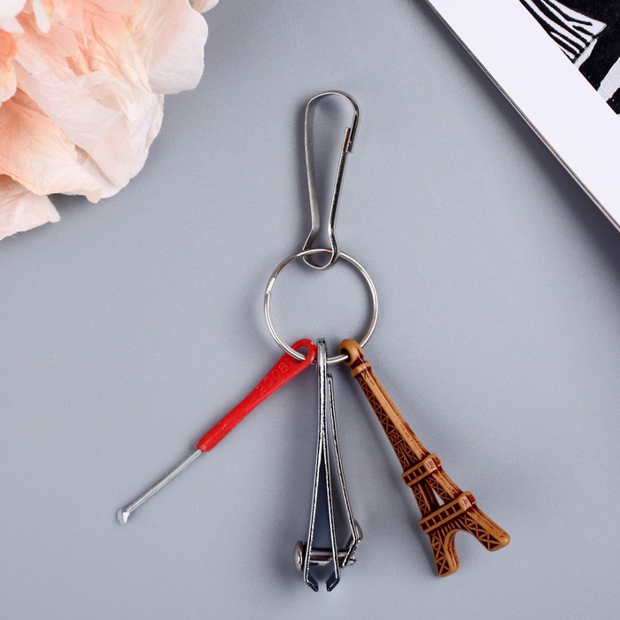 Брелок металл, пластик "Эйфелева башня" с кусачками 5,5х3,5х1,3 см