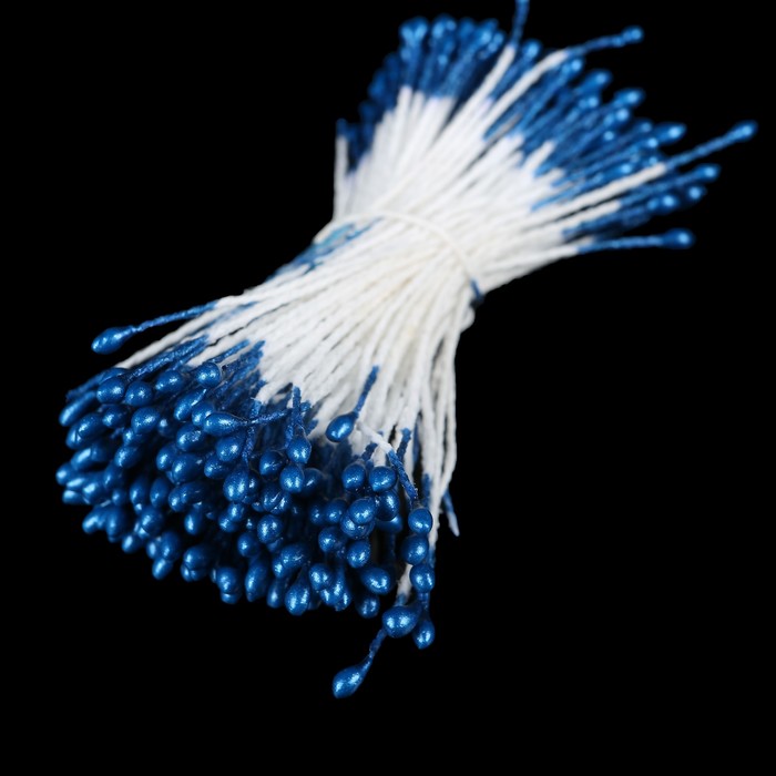 Тычинки для искусственных цветов "Капельки тёмно-синие" (набор 130 шт) длина 6 см