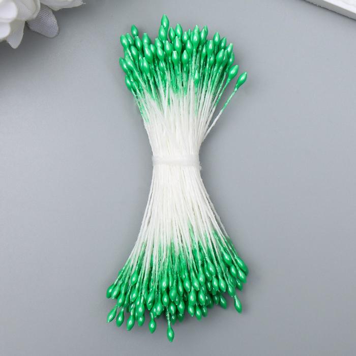 Тычинки для искусственных цветов "Капельки светло-зелёные" (набор 130 шт) длина 6 см