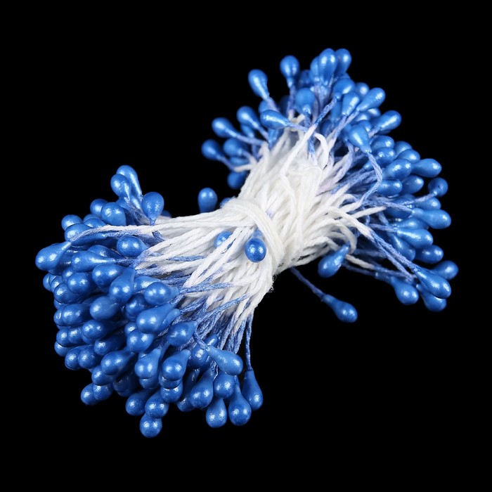 Тычинки для искусственных цветов "Капельки синие" (набор 130 шт) длина 6 см