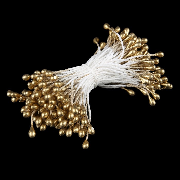 Тычинки для искусственных цветов "Капельки золотые" (набор 130 шт) длина 6 см